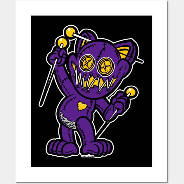 Happy VooDoo Kitty Cat Doll Minnesota Colors Wall Art by eShirtLabs